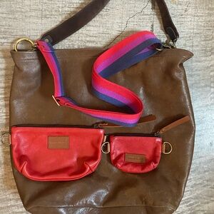 Parker Thatch Jane Bag Broken-In Leather Espresso Strap Baby & Little Buddy!